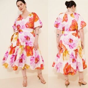 NEW NWT Anthropologie Short Sleeve Midi Tent Dress Floral Print